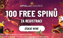 Apollo Games nabízí registrační bonus 100 free spinů a až 5 000 Kč v případě provedení vkladu na herní účet.